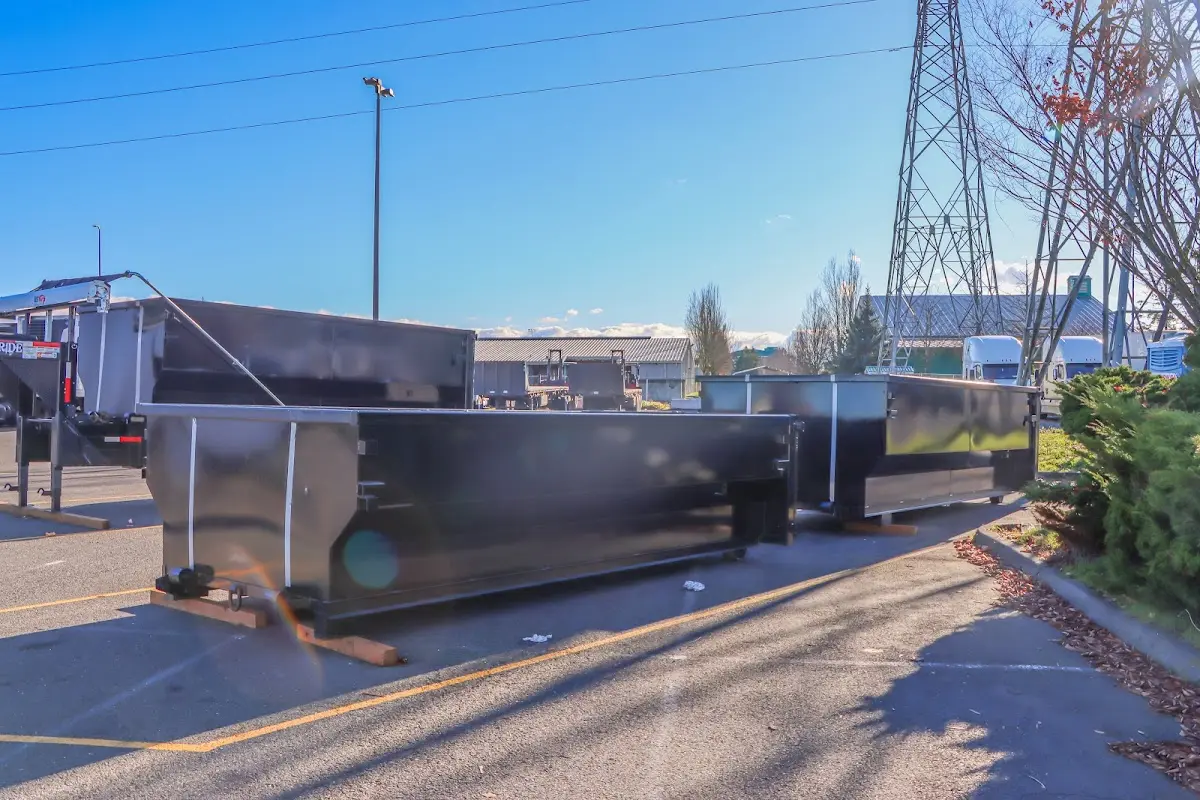 Roll-off dumpster ready for waste disposal at job site for 2 Yard Dumpster Rental in Mount Carmel